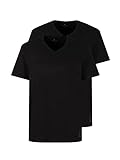 TOM TAILOR Herren Basic T-Shirt im Doppelpack mit V-Ausschnitt 1008639, 29999 - Black, 3XL