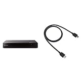 Sony BDP-S3700 Blu-ray-Player (Super WiFi, USB, Screen Mirroring) schwarz & Amazon Basics - Geflochtenes HDMI-Kabel, 0,9 m