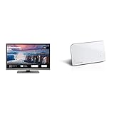 Panasonic TX-24JSW354 LED TV (24 Zoll Fernseher) Silber & Oehlbach Scope Vision DVB-T2 HD Antenne - Digitale Zimmerantenne - USB Strom - Aktiv DVB-T-Verstärker - Innenantenne, Testsieger - Weiß