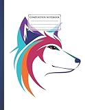Composition Notebook Wolf Vector 2 Best Gift For Children Parrot Eagles Dog Cat|Lovers Beautiful College Ruled Cover Wide Ruled School Work From Home , 8.5 x 11 Inches, 110 page|