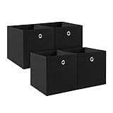 BALLSHOP 4 Stück Aufbewahrungsbox Faltbox Faltbare Stoff Faltkiste mit Fingerloch 32 x 32 x 32 cm für Kallax Regale oder Raumteiler Schwarz