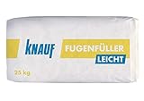 Knauf Fugenfüller leicht zum Verspachteln von Gipsplatten mit HRK/HRAK, mit Fugen-Deckstreifen, 25 kg – Gips-Spachtel, sehr ergiebige Füllspachtel-Masse, Hellgrau