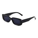 Retro-Sonnenbrille mit kleinem Rahmen, für Damen und Herren, trendig, rechteckig, Sonnenbrille, Kreuzrand, All-Match-Sonnenbrille, Schwarz