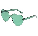 NYKKOL Gläser Herzförmige Sonnenbrille Vintage Cat Eye Mod Stil Party Sonnenbrille Retro Transparent randlose Brille für Frauen und Mädchen (grün)