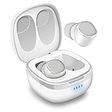 August EP800 - Bluetooth 5.0 In-Ear Kopfhörer - Mini Earbuds mit Geräuschunterdrückung und Mikrofon - Ohrhörer mit IPX6 Spritzwasserschutz/Ladecase mit 550mAh Akku - 25h Gesamtlaufzeit (Weiß)