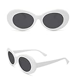Dairyshop Dame Fashion Vintage Sonnenbrille Runde Rahmen Katze Auge Übergroße UV Schutz Sonnenbrille (Weiß Grau)
