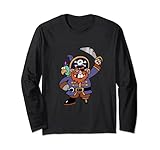 Pirat Ahoy Avast ye! Totenkopf & Knochen Kostüm Ahoy Halloween Langarmshirt