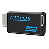 wii hdmi Adapter, Wii-Zu-Hdmi-Konverter, UnterstüTzt Alle Wii-Anzeigemodi 1080p Hd-Adapter Mit 3,5-Mm-Audio- Und Hdmi-Ausgang FüR Wii-Monitor, Fernseher, Projektor (Schwarz)