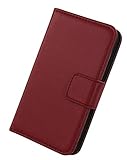 Lankashi Flip Premium Echt Leder Tasche Hülle Für TP-LINK Neffos C5 Max 5.5' Lederhülle Handyhülle Schutzhülle Klapphülle Handytasche Handy Schale Etui Brieftasche Wallet Cover Case (Dark Rot)