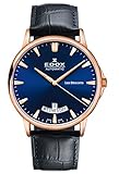 EDOX Herren Analog Automatik Uhr mit Leder Armband 83015-37R-BUIR