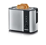 SEVERIN Automatik-Toaster, Toaster mit Brötchenaufsatz, hochwertiger Edelstahl Toaster zum Toasten, Auftauen und Erwärmen, 800 W, Edelstahl-gebürstet/schwarz, AT 2589