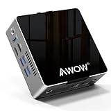 AWOW Mini PC Windows 10 Pro 6GB DDR4 128GB SSD Micro Computer, Intel Celeron J3455 4K HD/2.4G+5G WiFi/Dual LAN/BT 4.2/HDMI*2 AK34