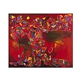 Asger Jorn Berühmtes Ölgemälde „Vision Rouge“ Reproduktion. Leinwand-Wandkunstbilder, LeinwandGemälde, Druck auf Gemälde 60 x 72 cm (24 x 29 Zoll) gerahmt