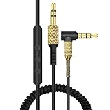 Aiivioll Ersatz Audio Kabel Kompatibel mit Marshall Major 1/Major 2/Major 3/Marshall Monitor Kopfhörer,Gewickeltes Stereo Audio Verlängerungskabel mit Remote Mikrofon und Lautstärkeregler(Schwarz)