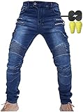 CBBI-WCCI Hombre Motocicleta Pantalones Moto Jeans Con Protección Motorcycle Biker Pants (XL=34W / 32L, Blau)
