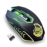 UHURU Kabellose Gaming Maus, Wireless Gamer Mouse mit 10000 DPI, 6 Programmierbare Tasten, 7 LED Leuchten, Gaming-Software & Ergonomisches Design für PC, Laptop, Gaming und Büro