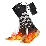 Beheizbare Socken Beheizte Socken für Damen Herren MUSCCCM 5000MAH Elektrische Batterie Socken Fußwärmer Elektrisch mit 4 Dateien Einstellbarer Temperatur mit USB für Skifahren, Outdoor, Wandern