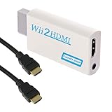 GoldOars Wii HDMI Adapter Wii zu HDMI Adapter 1080P/720P HD Converter Adapter mit 3,5mm Stereo Audio Buchse +1.5m HDMI Kabel Unterstützt NTSC/PAL Format für Smart TV HDTV (Weiß)