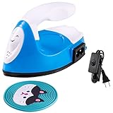 Mini Heat Press Machine Temperature Electric Iron with Charging Base Zubehör for Transfer Vinyl Projects,Portable and Easy to Handle for Clothes DIY Art (Blue)