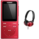 Sony NW-E394 Walkman 8GB (Speicherung von Fotos, UKW-Radio-Funktion) rot & MDRZX310R Lifestyle Kopfhörer rot