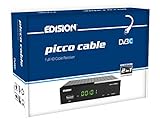 EDISION - Picco Cable Full HD Receiver, DVB-C, LAN, USB, HDMI, SCART, S/PDIF, IR Auge, Kartenleser, 2 in 1 Fernbedienung, Schwarz
