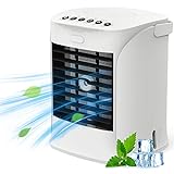 Mobiles Klimagerät, Mini Luftkühler 5 IN 1 Klimaanlage Tragbare USB Verdunstungskühler mit Wasserkühlung Persönlich Ventilator mit LED-Licht, 3Geschwindigkeiten für Zuhause/Büro