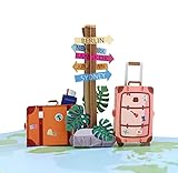 MOKIO® Pop-Up Reisegutschein – 3D Gutscheinkarte zum Urlaub, Geburtstag oder Abschied – Geldgeschenk für Urlaubsgeld, Geschenkkarte zur Reise, Urlaubsgutschein