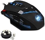 Zelotes Gaming Maus, PC Gamer Maus mit 12 programmierbare Tasten, 4000DPI Wired Ergonomische Maus für MMO, MOBA FPS Games,Optische Maus für PC Mac