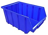 15 Stück Stapelboxen – blau – Größe 4 (222 x 340 x 157 mm) - stapelbar/Sichtbox/Regalbox/Lagerbox