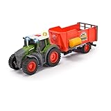 Dickie Toys - Fendt Traktor mit Anhänger (26 cm) - Traktor-Spielzeug für Kinder ab 3 Jahren mit Freilauf-Mechanik, Licht, Sound und weiteren Funktionen, inkl. Heuballen zum Spielen, 203734001ONL