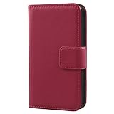 Gukas Design Echt Leder Tasche Für Jiayu G5 G5S Hülle Handy Flip Brieftasche mit Kartenfächer Schutz Protektiv Genuine Premium Case Cover Etui Skin Shell (Rosa)