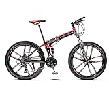 Guoqunshop Fahrräder/Rennräder Fahrrad Mountainbike 10 Spoke Wheels Folding 24/26 Zoll-Doppelscheibenbremsen (21/24/27/30 Speed) Männer und Frauen Faltrad (Color : 27 Speed, Größe : 24inch)
