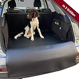 Kunstleder Kofferraumschutz Hund mit Ladekantenschutz in 4 Größen - Universale Autodecke für Kleinwagen - wasserabweisend & pflegeleicht & Kratzfest Hundematte