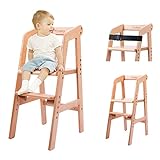 YOLEO hochstuhl, holz höhenverstellbarer Holzhochstuhl für kinder von 2 bis 12 Jahren, mitwachsender Babystuhl, Stuhl wächst mit dem Baby, zum Essen und Lernen (Natur)