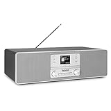 TechniSat DIGITRADIO 380 CD IR - DAB+/UKW/Internet-Stereoradio (CD-Player, Bluetooth, USB, Spotify Free, App-Steuerung, 2x20W Stereo-Lautsprecher, Farbdisplay, Wecker, Fernbedienung) Silber