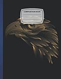Composition Notebook: EAGLE GOLD VECTOR BIRD Blank Wide Ruled Paper Notebook for Girls Boys Kids Teens Students.