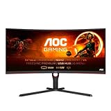 AOC Gaming CU34G3S - 34 Zoll WQHD Curved Monitor, 165 Hz, 1 ms, FreeSync Premium (3440x1440, HDMI, DisplayPort, USB Hub) schwarz/rot