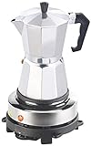 Rosenstein & Söhne Mini Heizplatte: Elektrische Mini-Einzel-Kochplatte & Espresso-Kocher, 500 W, 6 Tassen (Heizplatte für Espressokocher)