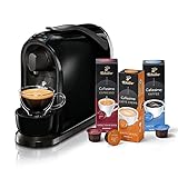 Tchibo Cafissimo Pure Kaffeemaschine Kapselmaschine inkl. 30 Kapseln für Caffè Crema, Espresso und Kaffee, Schwarz