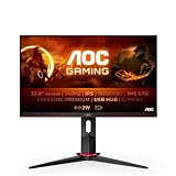 AOC Gaming 24G2ZU - 24 Zoll FHD Monitor, 240 Hz, 0,5ms, FreeSync Premium (1920x1080, HDMI, DisplayPort,USB Hub) schwarz/rot