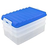 com-four® Lunch-Box mit mehreren Fächern - Aufschnittbox stapelbar für den Kühlschrank - Brotdose auslaufsicher mit Deckel - ca. 25 x 15,5 x 14 cm (1 Set/blau)