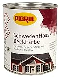 Pigrol Schwedenhaus-Deckfarbe, weiss, 0,75L Wetterschutzfarbe Holzfarbe für aussen