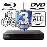 Sony BDP-S3700 Smart WiFi Multi Region All Zone Code Free Blu-ray Player. Blu-ray Zones A, B and C, DVD Regions 1-8. Full HD 1080p DLNA YouTube, Netflix etc HDMI and Coaxial Audio Output