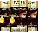 Syoss Oleo Intense Öl-Coloration 3-22 Bordeaux Rot Stufe 3 (3 x 115 ml), dauerhafte Haarfarbe mit pflegendem Öl, Coloration ohne Ammoniak