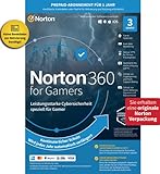 Norton 360 for Gamers 2021, Cybersicherheit für PC-Gamer, Abonnement mit automatischer Verlängerung | 3 Geräte | 1 Jahr | PC/Mac/Android | Download | Aktivierungscode in Originalverpackung