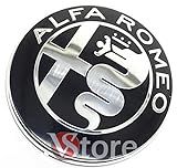 2 Frieze Wappen Kompatibel mit Alfa Romeo Black Spiegel Logo 74mm Front Motorhaube Frontemblem Schwarz 147 156 159 Brera Metal Mito