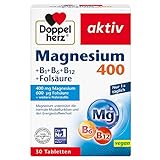 Doppelherz Magnesium 400 + B1 + B6 + B12 + Folsäure – Magnesium für die Muskeln, das Nervensystem und den Energiestoffwechsel – 30 Stück (1er Pack)