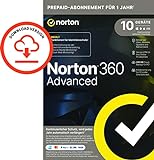 Norton 360 Advanced | 10 Geräte | Abonnement für 1 Jahr | Identitätsschutzfunktionen und Support | PC/Mac/Android/iOS | Aktivierungscode per Email