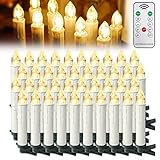 LARS360 40 Stück LED Kerzen Warmweiß Weihnachtskerzen Kabellos mit Fernbedienung Christbaumkerzen Flammenlose Lichterkette Kerzen für Weihnachtsbaum, Weihnachtsdeko, Feiertag
