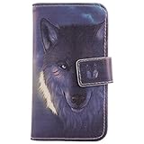 Lankashi PU Flip Leder Tasche Hülle Case Cover Schutz Handy Etui Skin Für JIAYU S2 Wolf Design